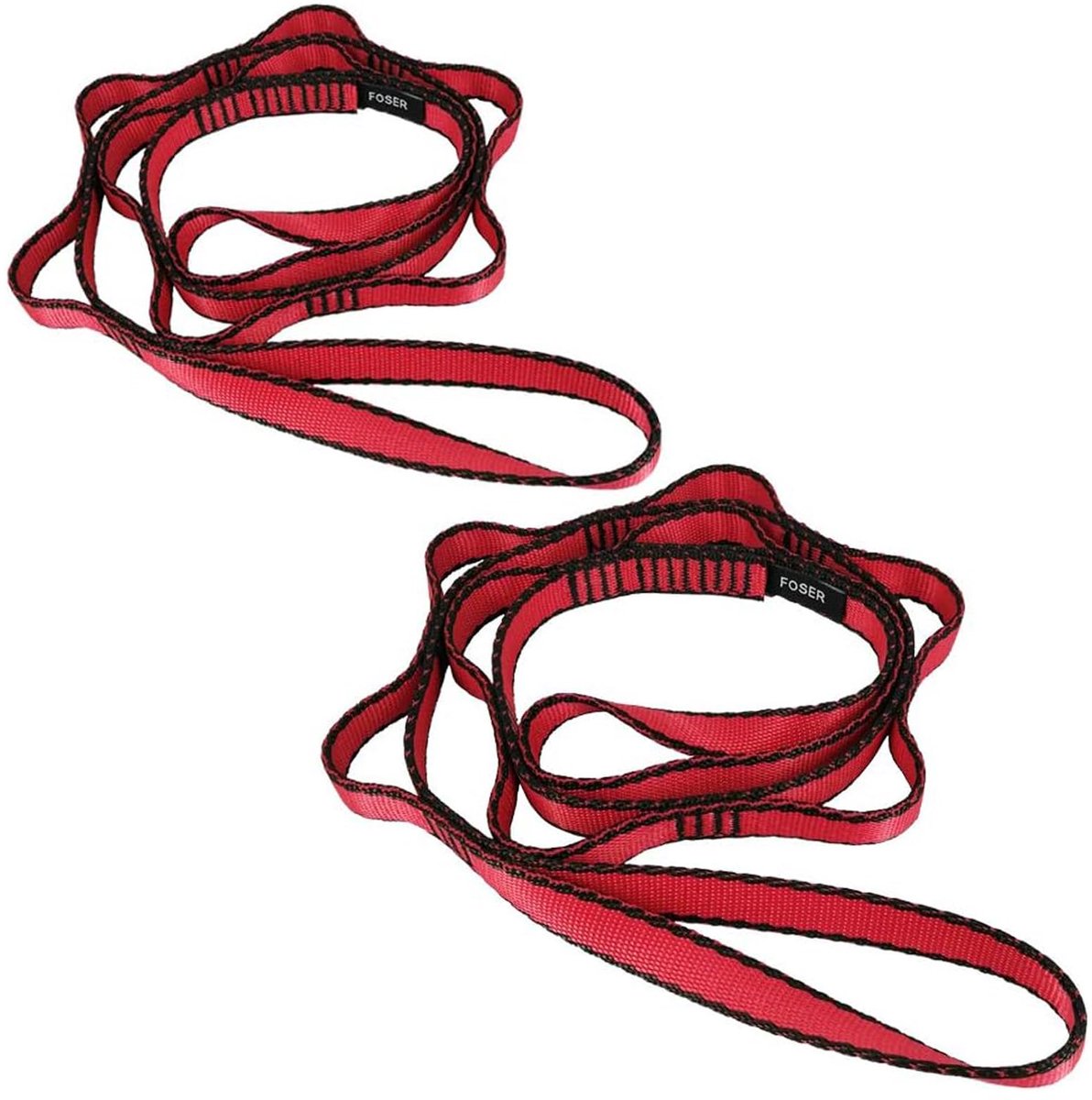 SnelShoppen - 2 Stuks Madeliefjeskettingen - Yoga Hangmat Verlengriem - 23 KN Verstelbare Nylon Klimsling - Fitness Pilates Oefening Verlengband (Rood