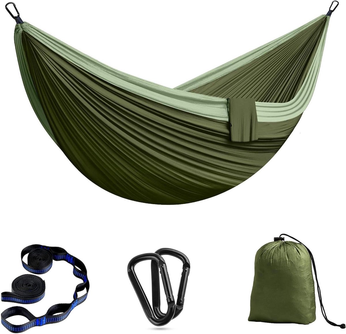 Dubbele Hangmat - Kampeer Hangmat - Outdoor Ontspanning - Ultralicht Nylon - 300 x 200 cm - Groen