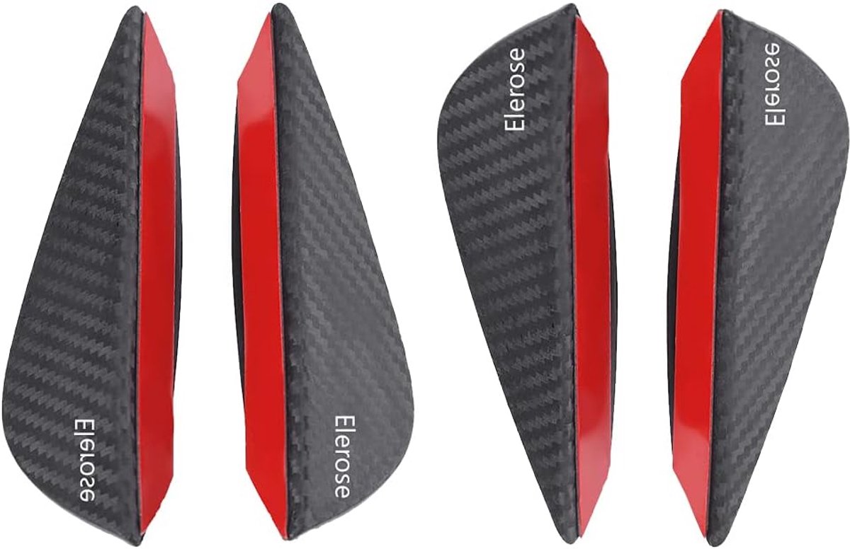 SnelShoppen - 4 Pcs Universele ABS Carbon Fiber Auto Voorbumper Fins Lip Spoiler Ducks Trim Kit - Verbeterde Stabiliteit en Prestaties voor Grande Pun