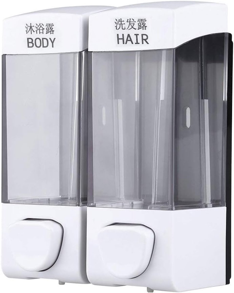 SnelShoppen - Wand Gemonteerde Douche Dispenser Shampoo en Lotion Houders - Dubbele Vloeistof Dispenser - Ideaal voor Badkamer - Makkelijk in Gebruik