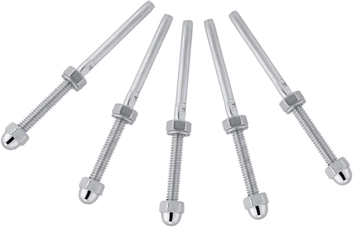 SnelShoppen - 10-delige kabelrail systeem met draadbout bevestiging voor 1/8 inch kabel - RVS kabelspanner voor balkon, tuin en terras