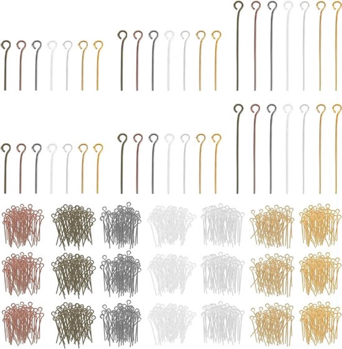 1400 Stuks Oogspelden voor Sieraden Maken, Open Kop, Diverse Kleuren, Sieraden Benodigdheden, Creatief Hobby Materiaal
