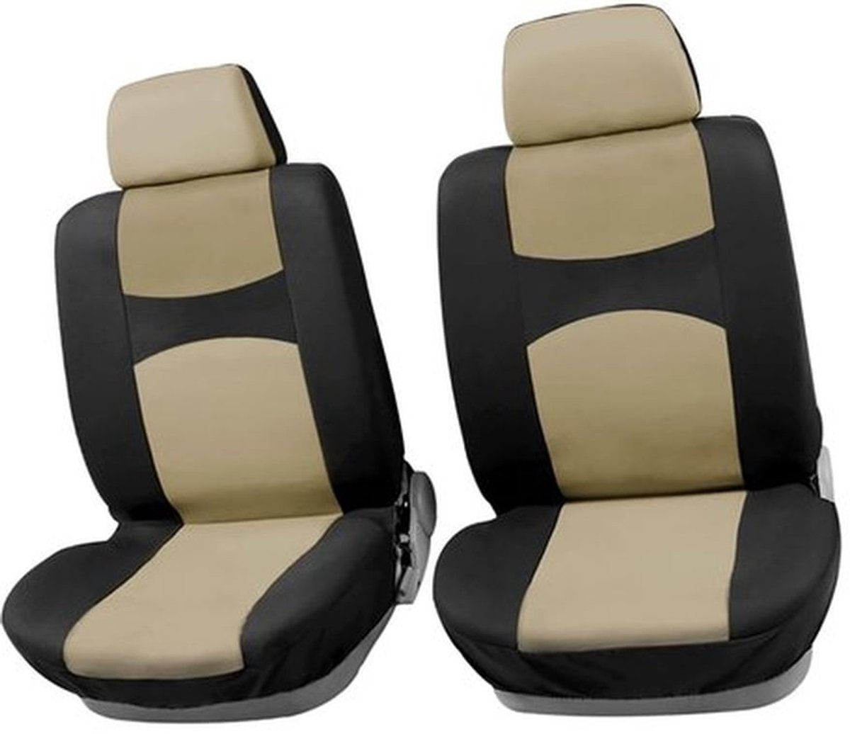 Voorstoelafdekking Universeel - Zwart/Beige - Katoen/Stof - Inclusief Instructies - Afmetingen 110 x 54 cm - Bescherming tegen Vuil - Stoelhoes
