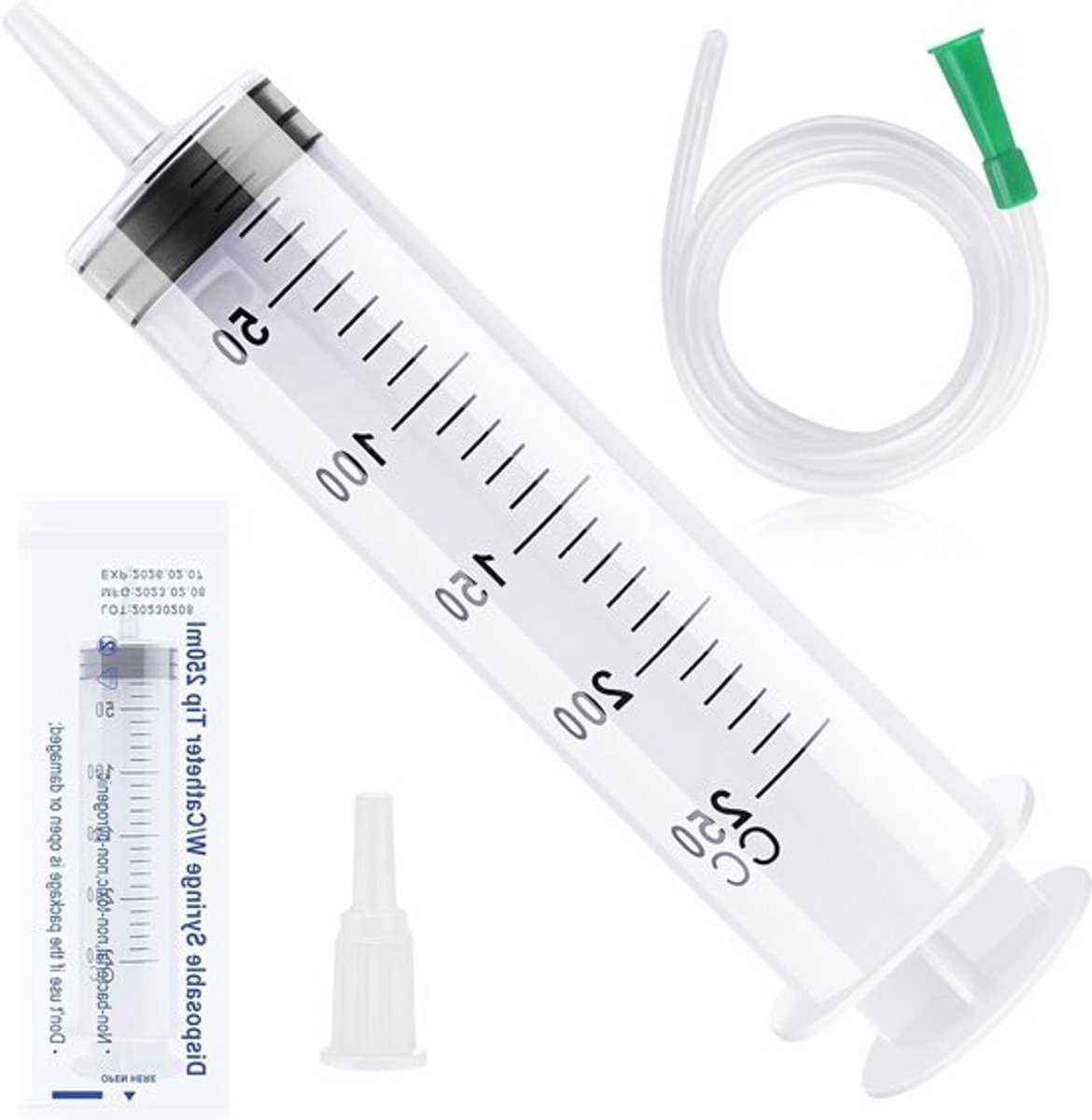 Grote plastic spuit met slang en deksel, hoge capaciteit spuiten voor laboratorium, industrie en dierenvoeding (150/250/350/550ml)