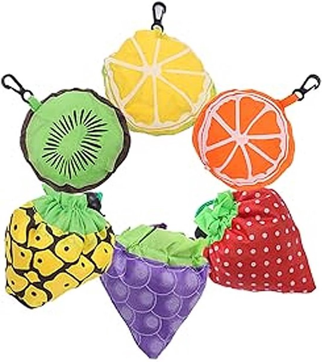Vouwbare boodschappentassen set van 6, creatieve en draagbare tas voor boodschappen, fruitopslag en dagelijks gebruik