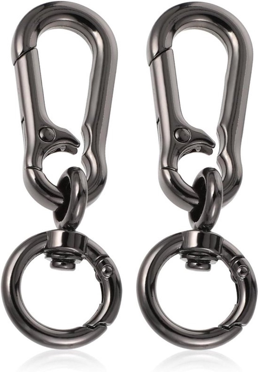 2 x Draaibare Carabiner Haken, Metalen Sleutelhangers met Swivel, Verwijderbare Kreeftsluiting voor Handgemaakte Tassen en Creatieve Projecten