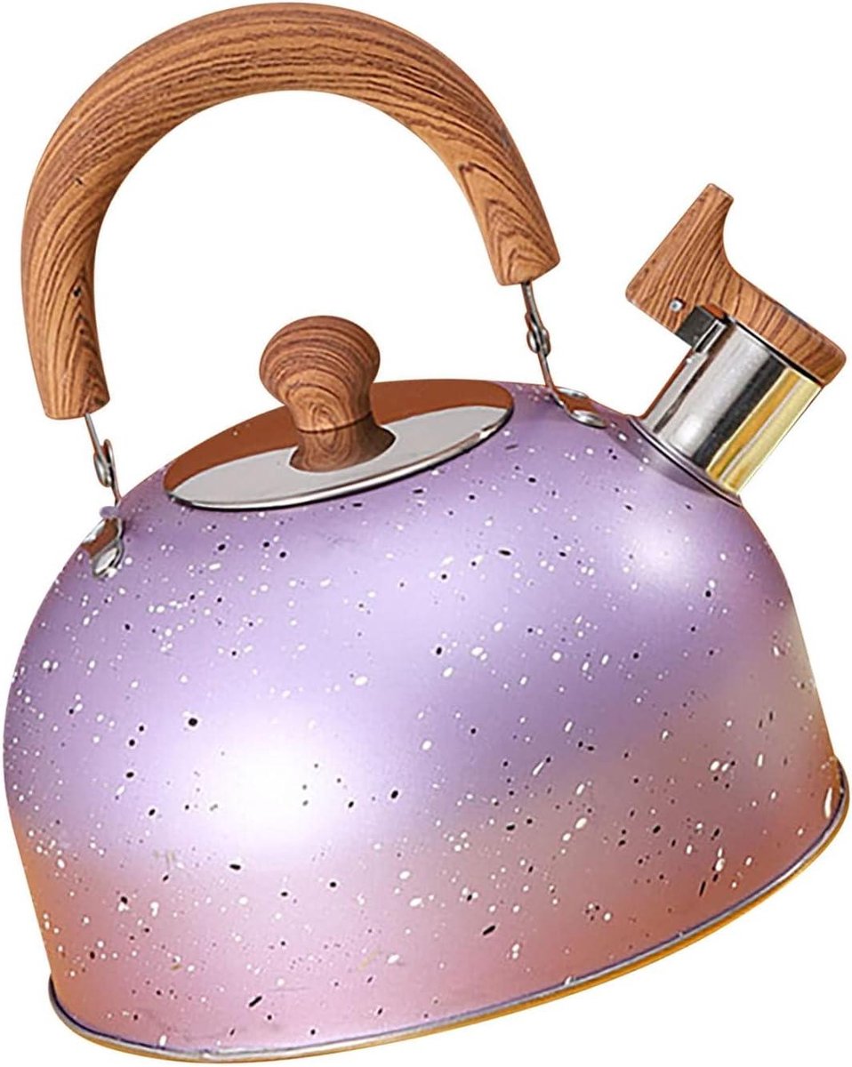Waterkoker Roestvrij Staal - Theeketel Fluitketel - Water Koken - Hoorbaar Kooksignaal - 2 Liter - Paars