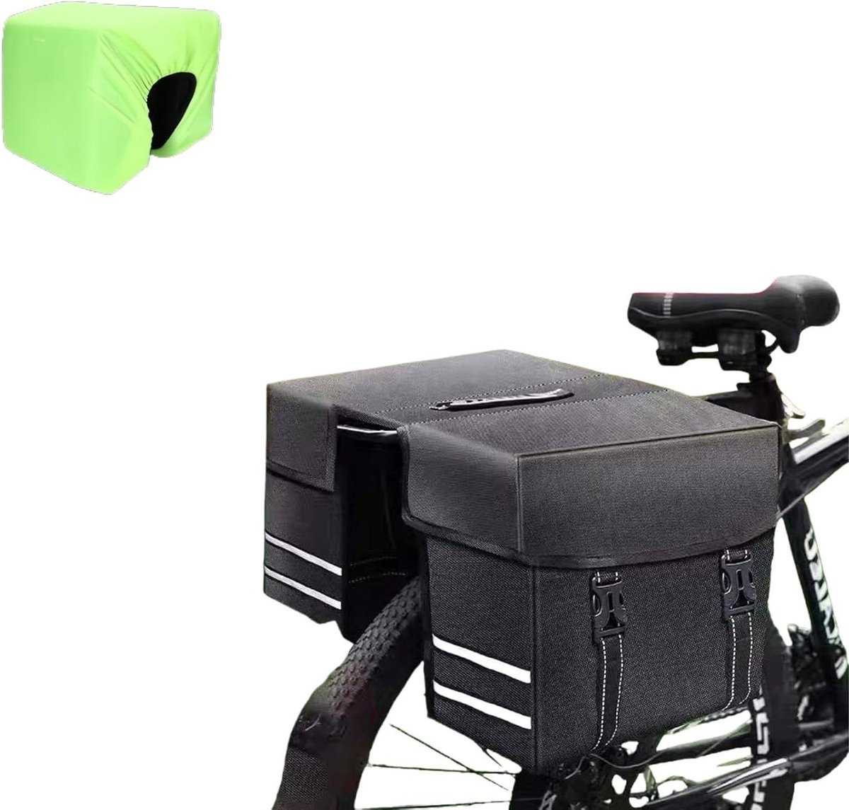 Bagagedragertas - Fietstas Dubbel - Fietsen Op Reis - Waterdicht Met Regenhoes - 28 Liter - Zwart