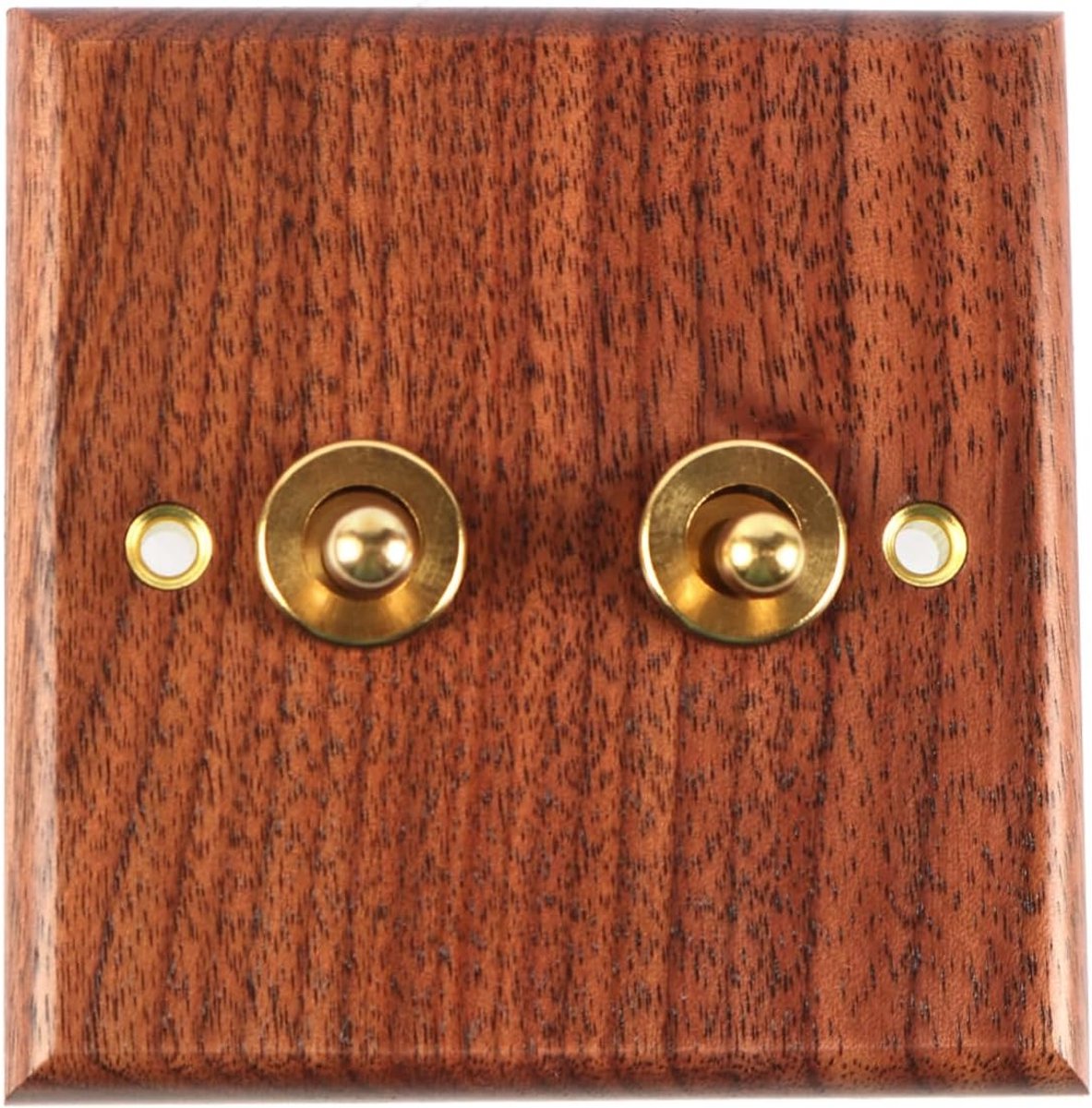 SnelShoppen - Vintage Lichtschakelaar Solid Hout Messing Rocker Schakelplaat Retro Decoratieve Panelen voor Thuis, Industrieel, Nostalgisch, 1 Stuk