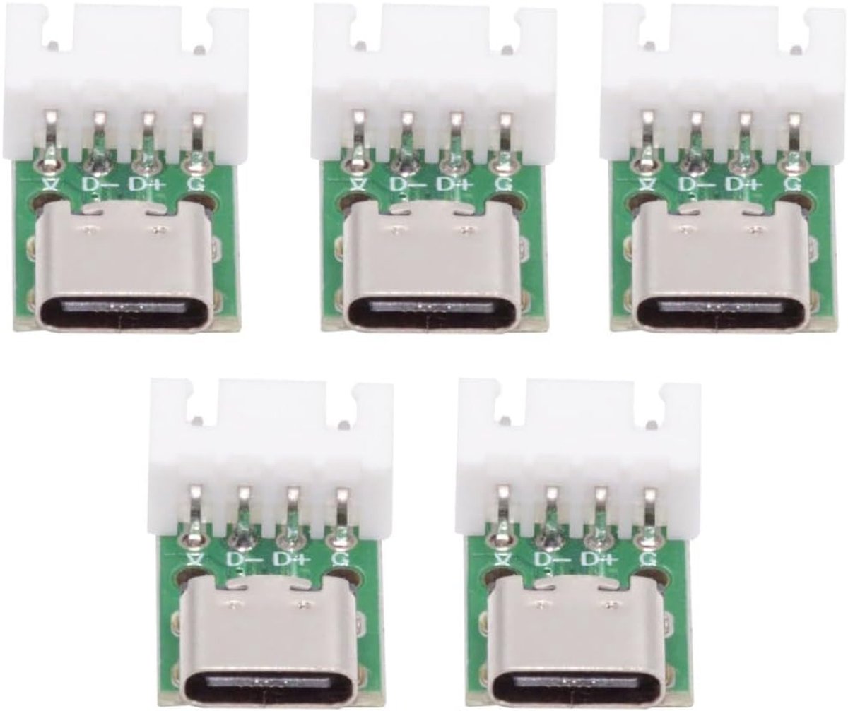 SnelShoppen - 5x USB C DIY Socket 2.54mm 4 Polig tot USB 2.0 Type C Bussen Connector Reparatie Vervanging Solder Adapter