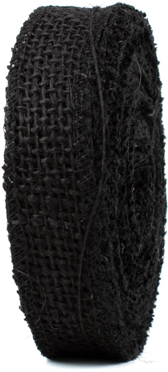Jute lint - 25 mm x 9 meter - zwart