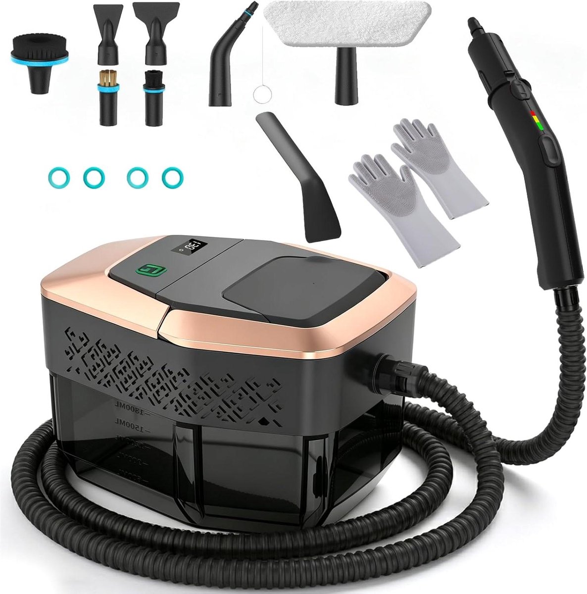 Stoomreiniger Handapparaat - Stoomreiniger - Grondig Reinigen - Krachtig 2500W - 1800ml Tank - Zwart