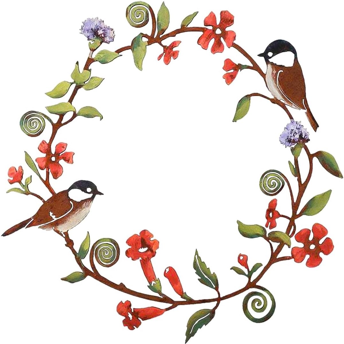 SnelShoppen - Metal Tit Garland Wanddecoratie 30 cm Rustieke Vogel Slinger Hangend voor Tuin Schutting Geschikt voor Thuis Patio Wand