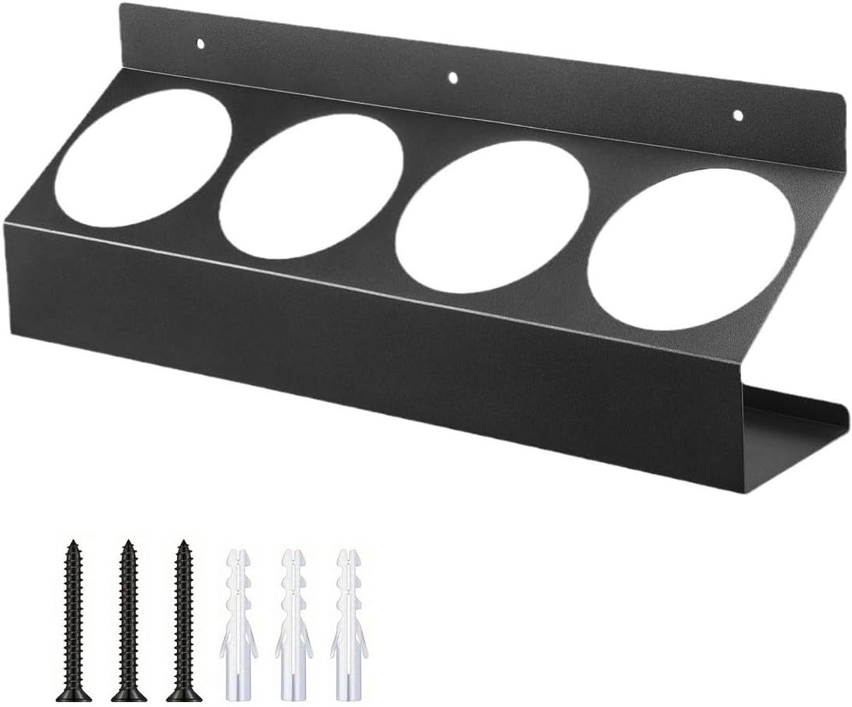 Wandhouder voor spuitflessen - 4 slots - zwart - perfect voor garage en aanhangwagen - ShopVlot