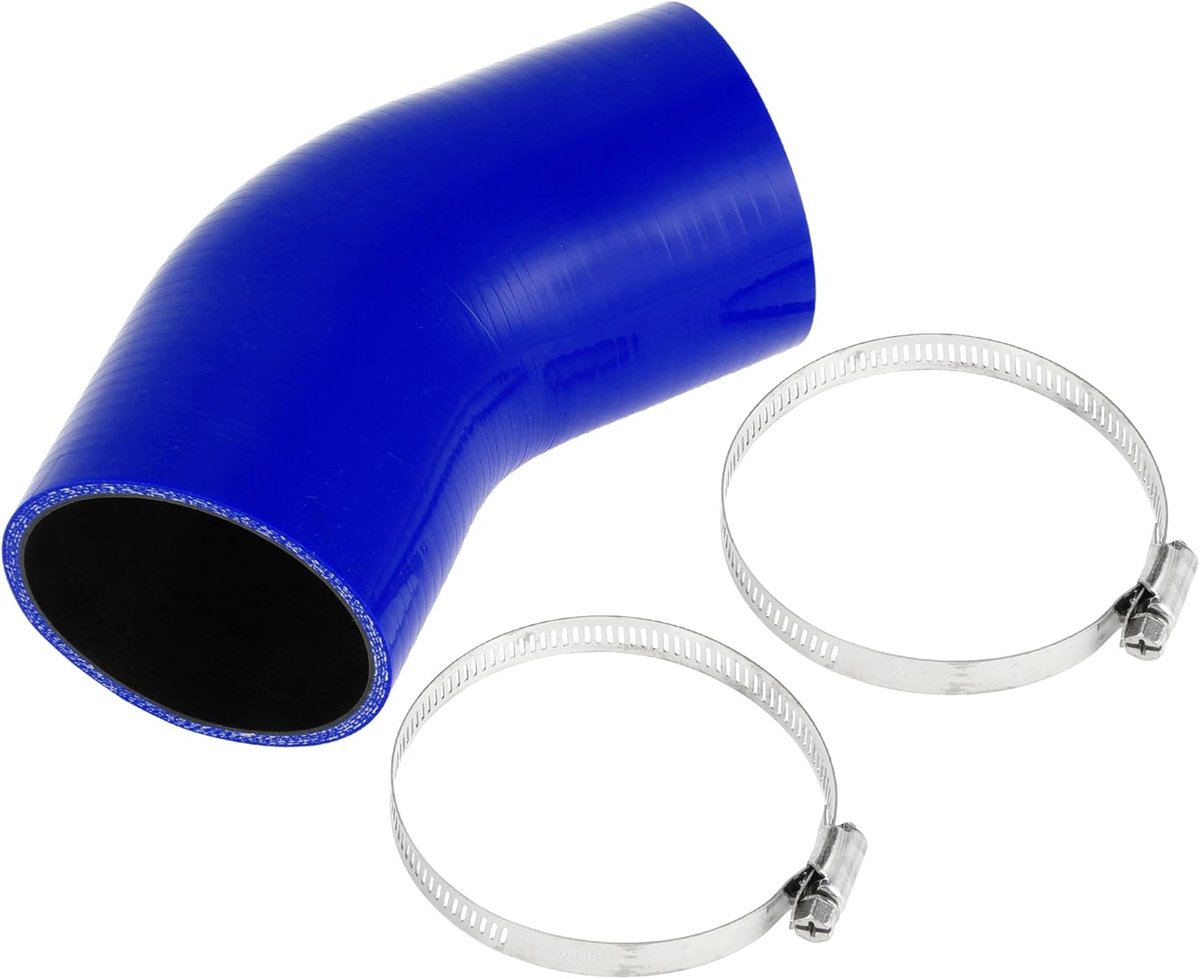 SnelShoppen - Universele Siliconen Slang Set voor Auto, 76 mm ID, 45° Hoek, 90 mm Lengte, Blauw/Zwart, Voor Koelvloeistof, Olie, Remvloeistof, Antivri