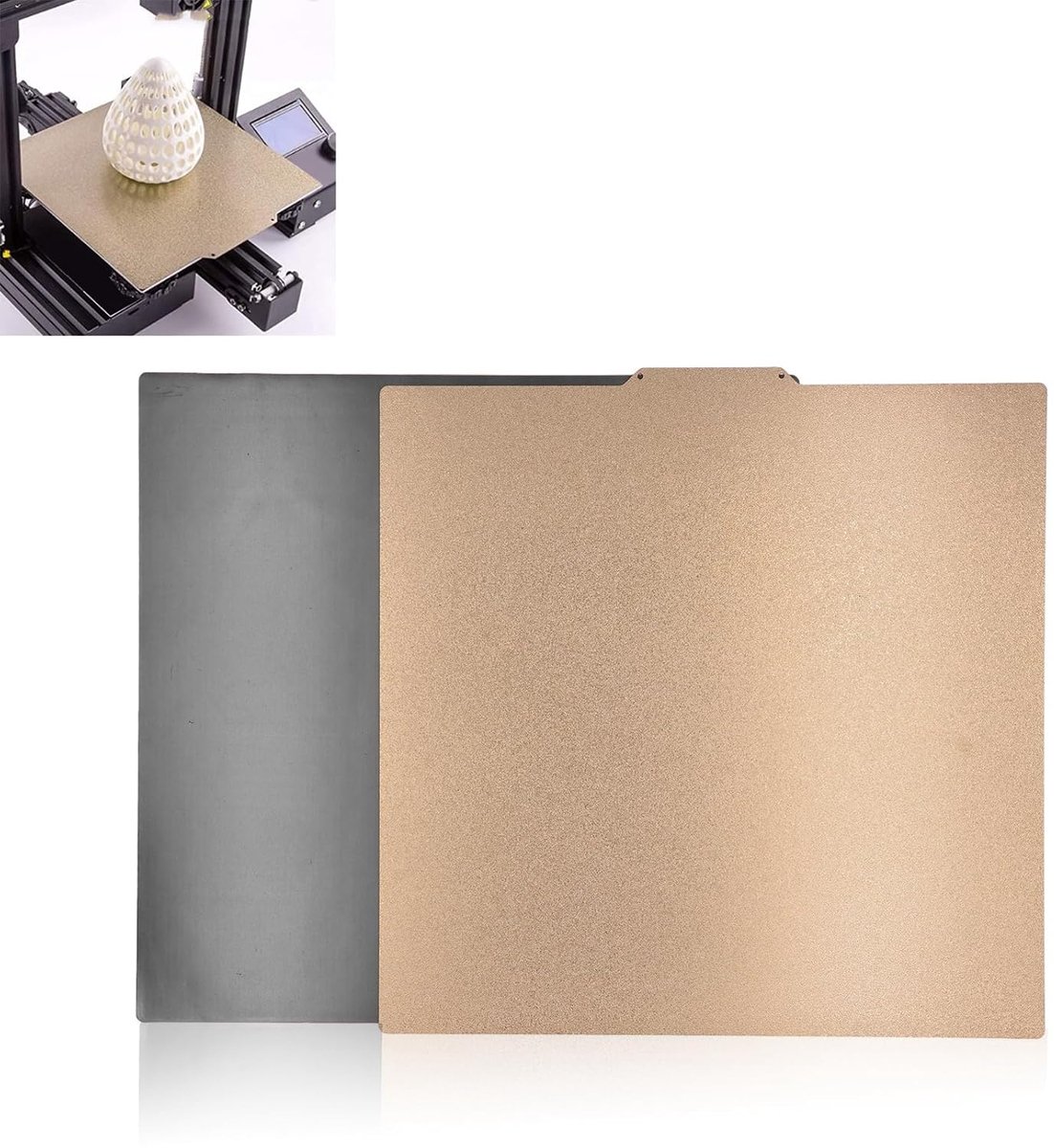SnelShoppen - 377 x 370 mm 3D Printer Bouwplaat, Dubbelzijdige PEI Blad, Magnetische Flexibele Verwarmde Bed, PEI PCB Bord voor Ender 5 Plus en Meer