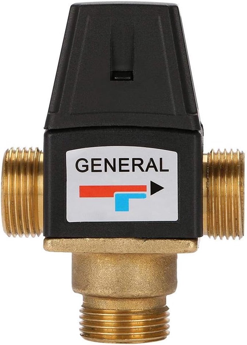 SnelShoppen - 3-weg thermostatische mengkraan DN20, messing, voor zonneboilers, eenvoudige installatie, nauwkeurige temperatuurregeling, roestvrij, ge