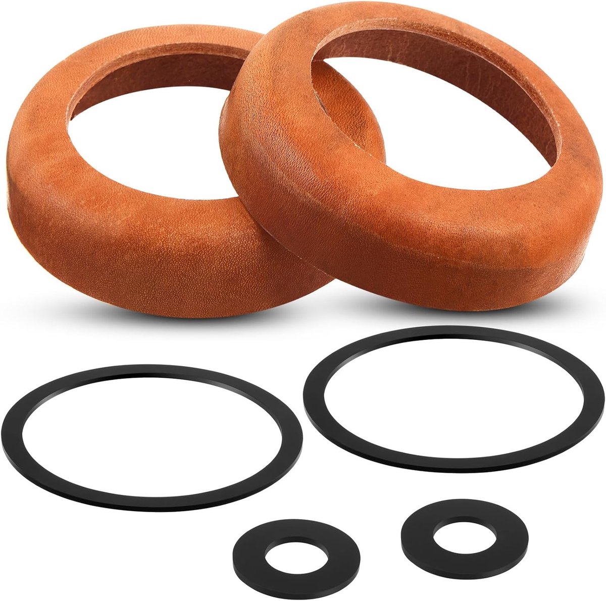 SnelShoppen - 2 sets leren afdichtingen voor pomp type 75 90, O-ring en zuiger manchet voor handpomp, tuinpomp, fonteinpomp, 90 mm, bruin