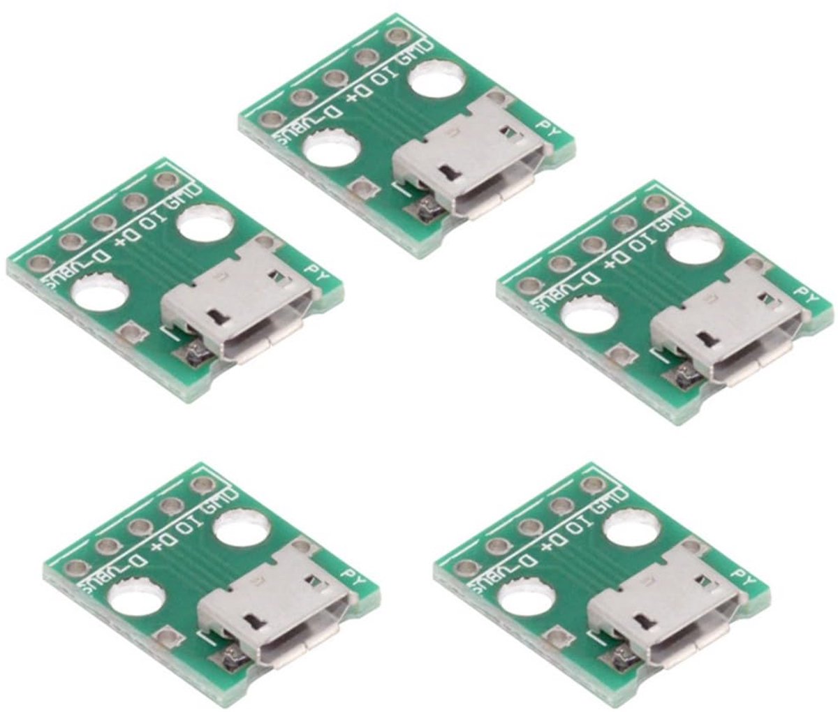 SnelShoppen - 5 Pack USB 2.0 DIY Connector Micro USB 6Pin Vrouwelijke Socket Poort Reparatie Vervanging Soldeer Adapter met Flens - Hoge Snelheid, 480