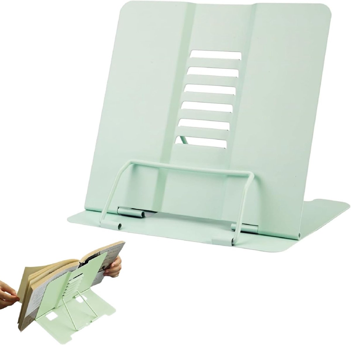 SnelShoppen - Verstelbare Metalen Tafelstandaard, Vouwbare Stand voor Kookboeken, Recepten, Documenten, Ideaal voor Buiten, 20 cm Groen