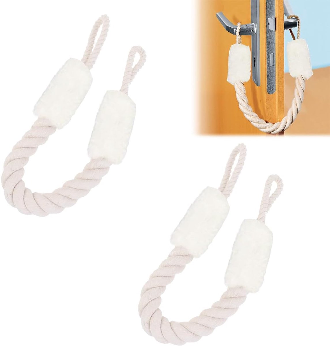 SnelShoppen - Deurstopper Touw Katoen Deurkoord Klem Bescherming Deurstopper 2 Stuks Katoenen Raamstopper voor Huisdieren Kinderen Vingerbescherming