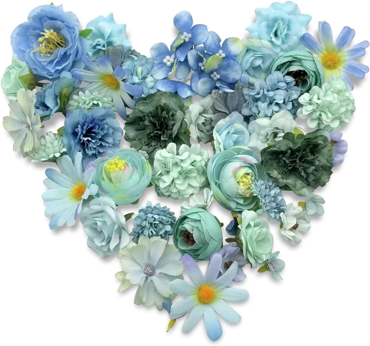SnelShoppen - 43 Stuks Kunstbloemen voor Creatief Gebruik, Kleurige Bloemkoppen van Zijde, Decoratieve Bloemen voor Taartdecoratie, Bruiloft, DIY, Knu
