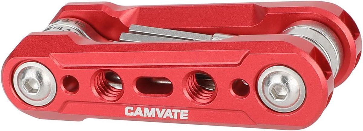 SnelShoppen - Vouwbare 6-in-1 Multischroevendraaier Kit (Rood) - Aluminium en RVS, Inclusief Platte en Phillips Schroevendraaiers, Inbussleutels, Comp