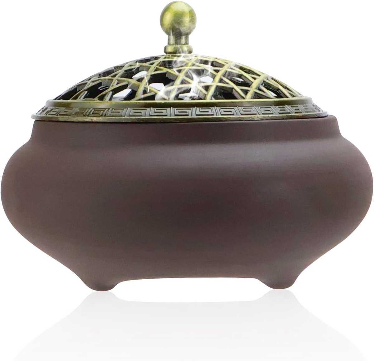 Ceramische Wierookbrander met Metalen Deksel en Vuurvaste Mat voor Thuisdecoratie en Cadeaus, Ideaal voor Aromatherapie en Ontspanning
