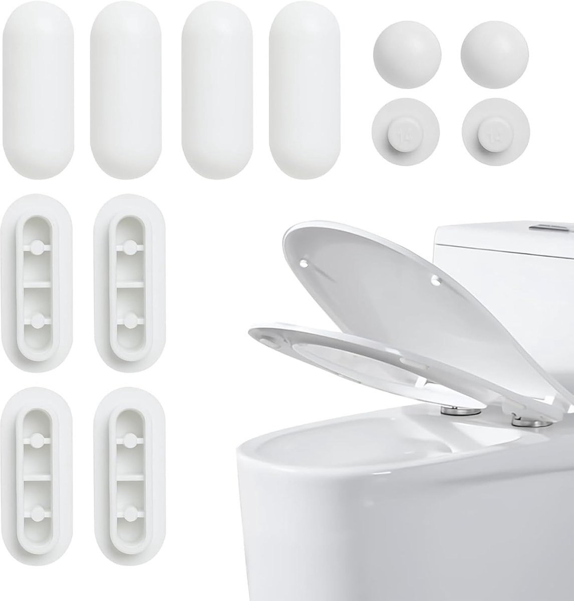 SnelShoppen - 12 Stuks Toiletbril Buffers, Toiletbril Ondersteuners, Rubber Buffers, Toiletzitting Kussens, Witte Toiletzitting Onderdelen, Toiletdeks
