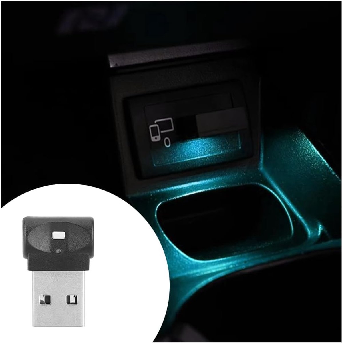 SnelShoppen - USB Auto Sfeerverlichting, USB Monochrome LED Binnenverlichting Auto, Plug-In 5V Auto Sfeerverlichting, 7 Kleur Veranderbare Sfeerverlic