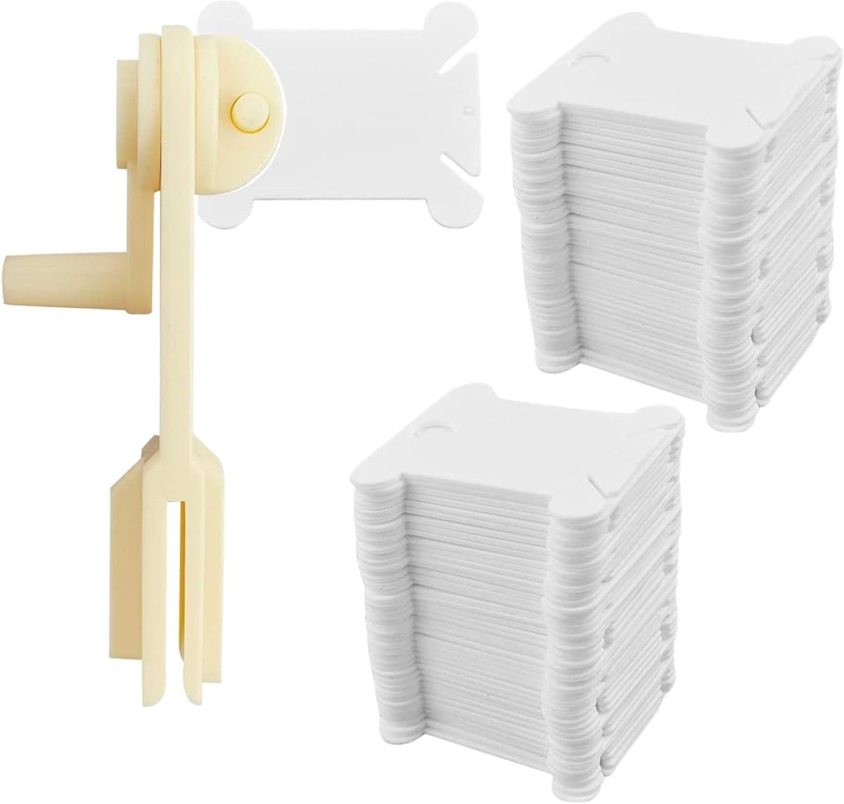 Haaknaald Houder - Garen Organizer - Handwerk Projecten - Dubbel Draad Systeem - 120 Stuks - Wit