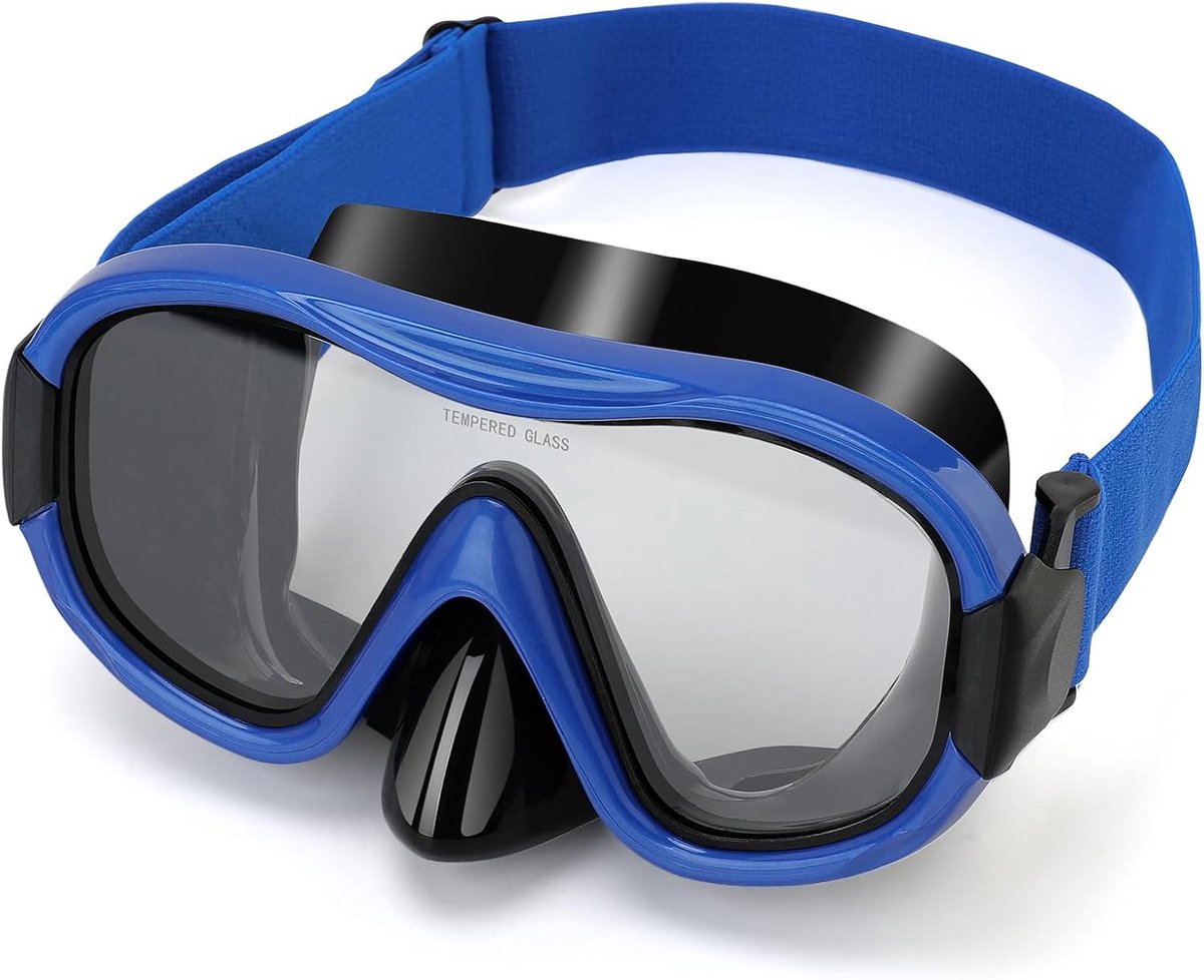 SnelShoppen - Volwassen Zwem Goggles met Verstelbare Elastische Band Tempered Glas Duikmasker met Panoramisch Uitzicht voor Volwassenen