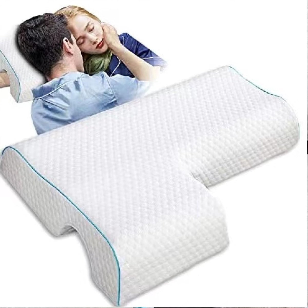 SnelShoppen - Ergonomisch Slaapkussen voor Zijslapers - Geheugenfoam Kussen met Armopening - Ondersteuning voor Hals en Nek - Comfortabel Kussen voor