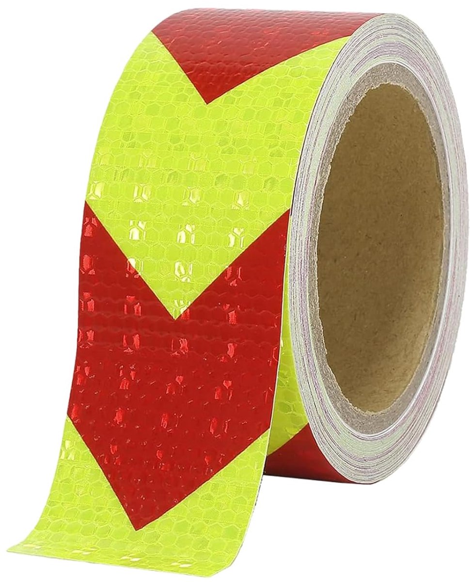 SnelShoppen - Reflecterende Tape Zelfklevend 10m x 5cm Rood Geel Reflecterend Waarschuwingslint Veiligheidsmarkering voor Voertuigen en Gebouwen