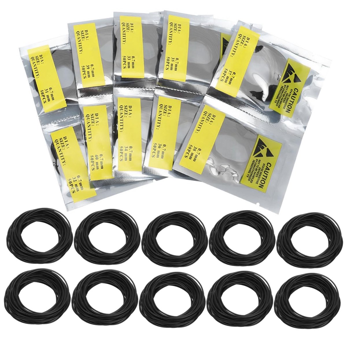 SnelShoppen - Tissting O-Ring Horloge Seals, Rubber Gasket Seals Achterkant Waterdichte Ringen, 500 Stuks 0.7mm Diverse Maten