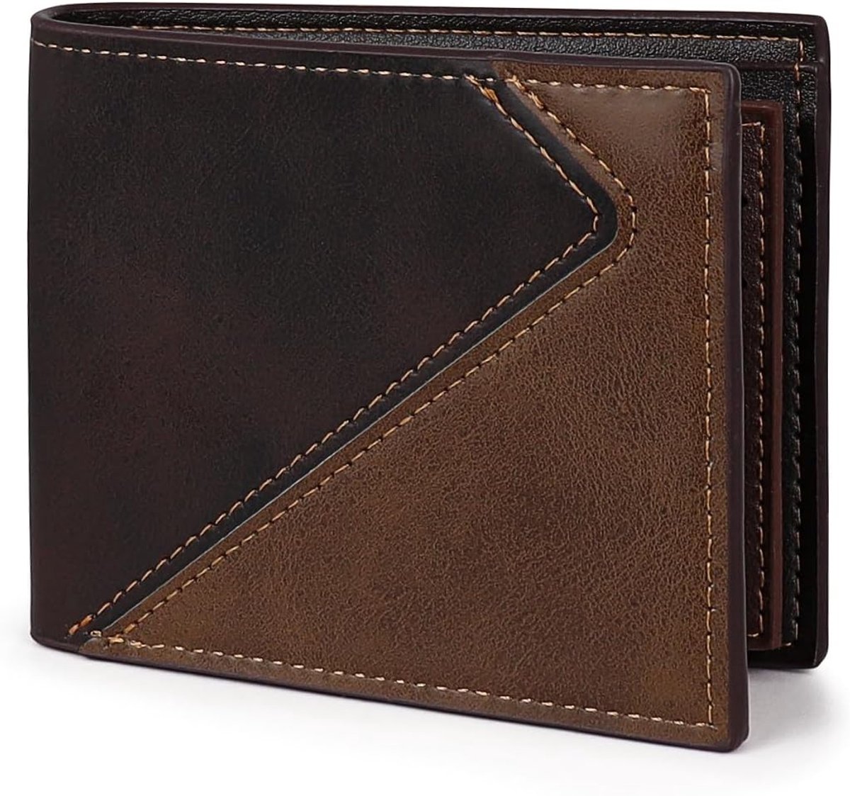 SnelShoppen - Bifold Herenportemonnee PU Leer Slimme Portemonnee met Muntencompartiment, Vintage Herenportemonnee, Kaartcase met Meerdere Kaartsleuven