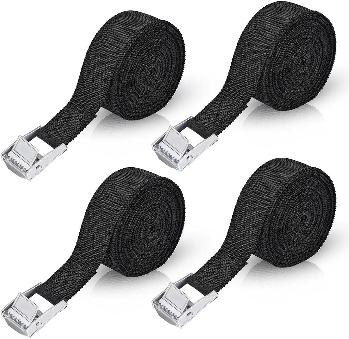 Spanriemen - Zwart - 3 m x 2,5 cm - Verstelbare Ratelspanbanden - Voor Fietsendrager, Motorfiets en Auto
