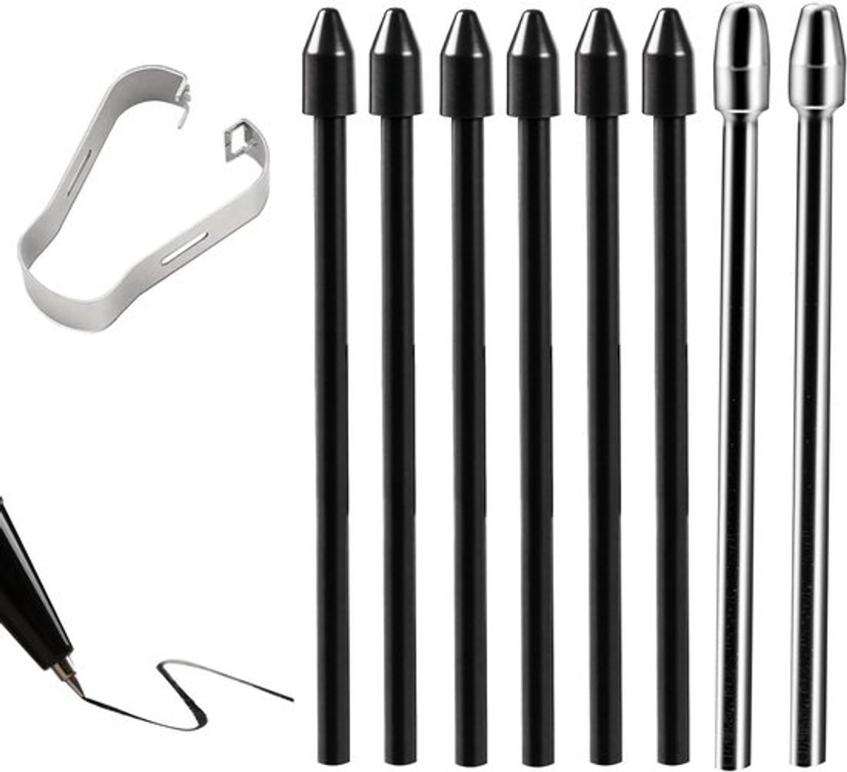 8-delige vervangingspunten voor S Pen, metalen en plastic stylus punten set met clip, compatibel met Samsung Galaxy Tab S10+/S10 Ultra/S9/S8/S7/S6 Lite/S22/S23/S24 Ultra, ideaal voor precisiewerk en creatief gebruik