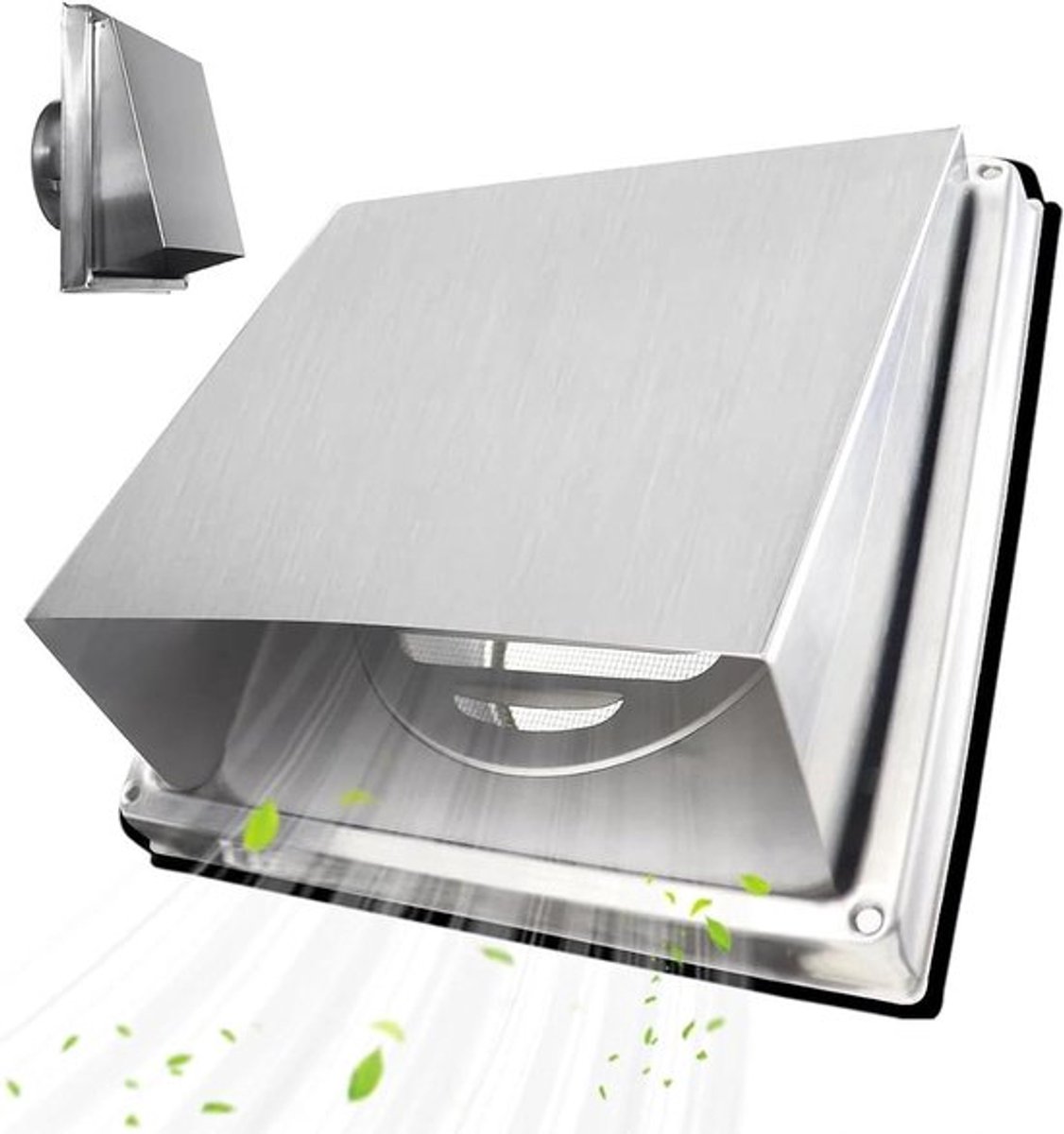 Vierkante Ventilatierooster 100mm - Roestvrijstalen Ventilatieafdekking voor Buiten, Keuken en Badkamer, Anti-Insecten en Duurzaam