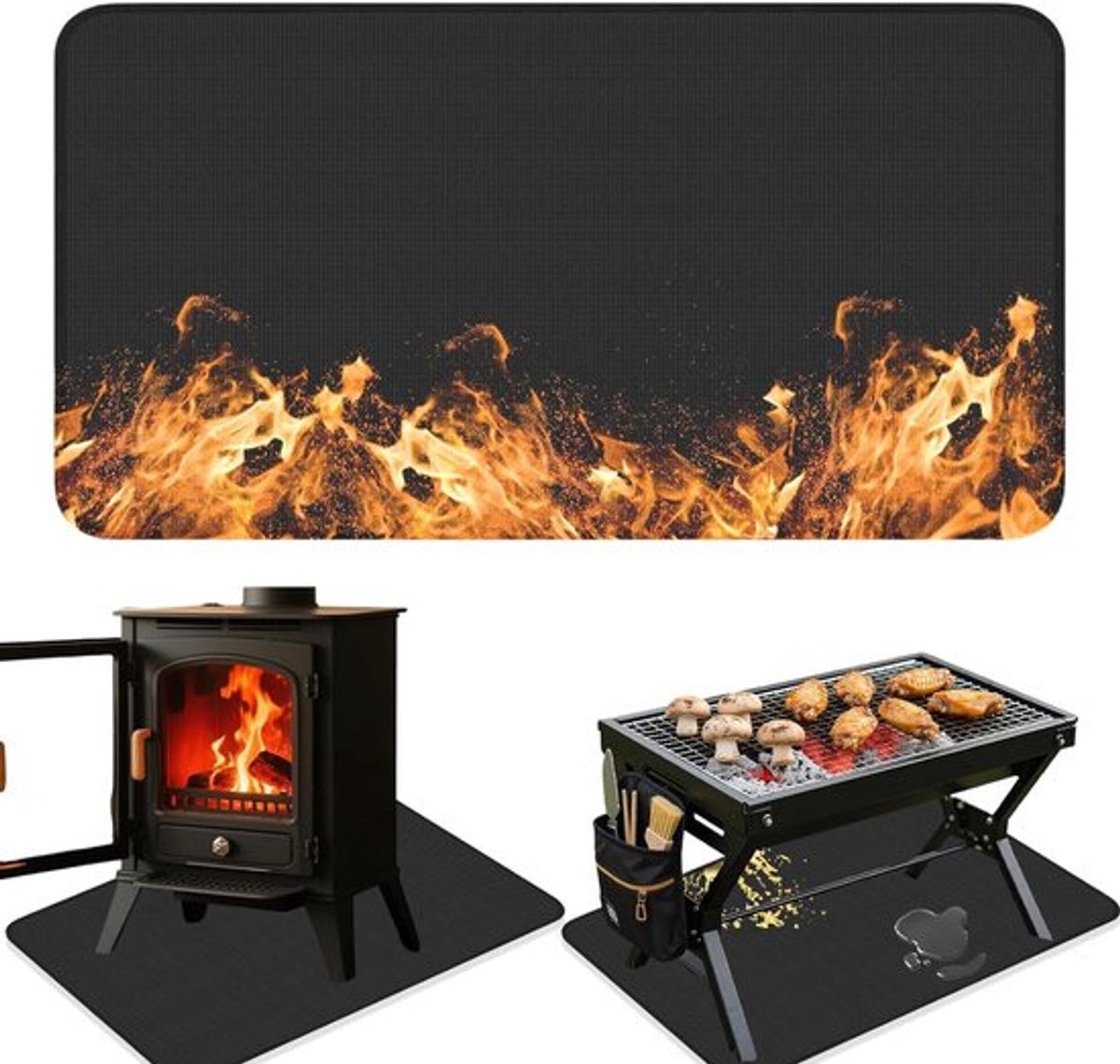 Dubbelzijdige brandwerende grillmat 1 mm x 127 cm x 97 cm, hittebestendig en waterdicht, ideaal voor buitengebruik en grillroosters