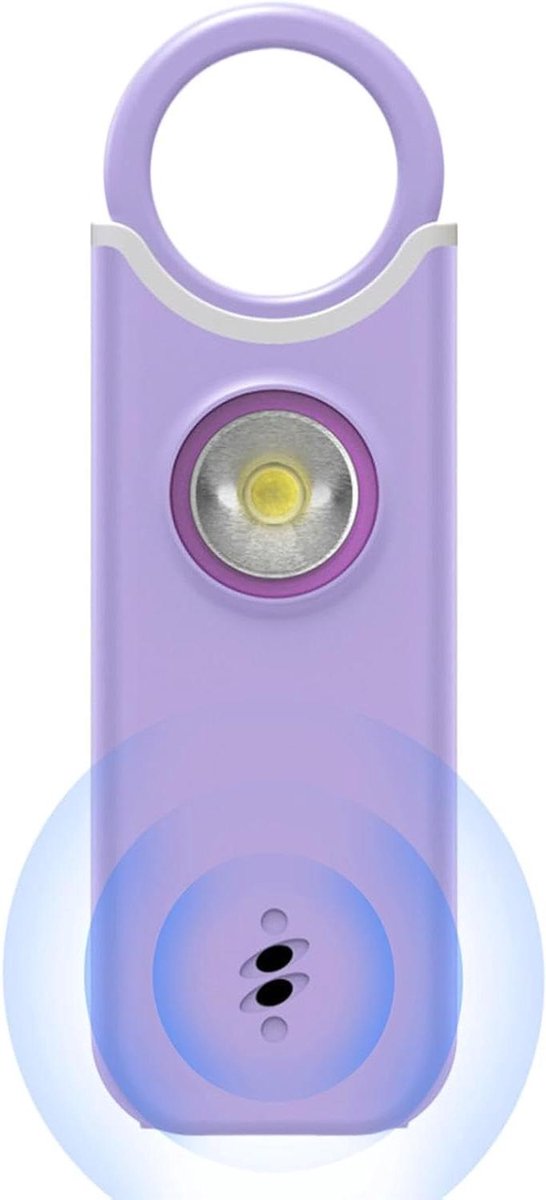 Persoonlijk Alarm - Veiligheidsalarm Zelfverdediging - Noodsituaties Melden - Met LED Zaklamp - 9.5 x 1.8 x 4.7 cm - Paars