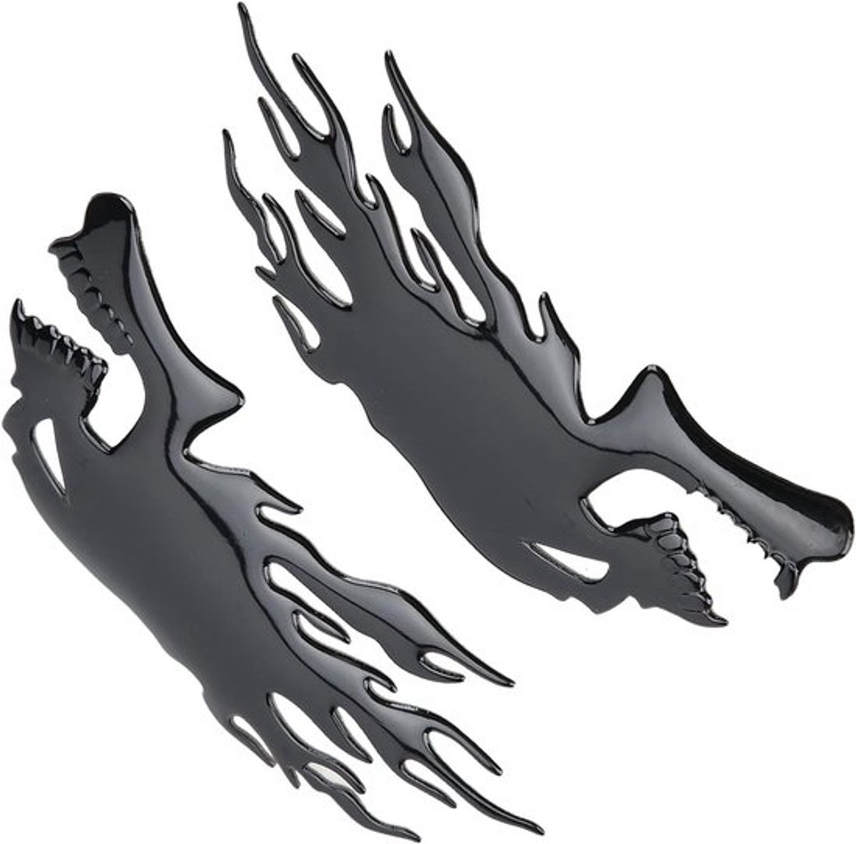 3D Vlam Skulls Brandstoftank Stickers voor Motoren - Set van 2 Stuks - Universele Decoratie voor Motorfiets