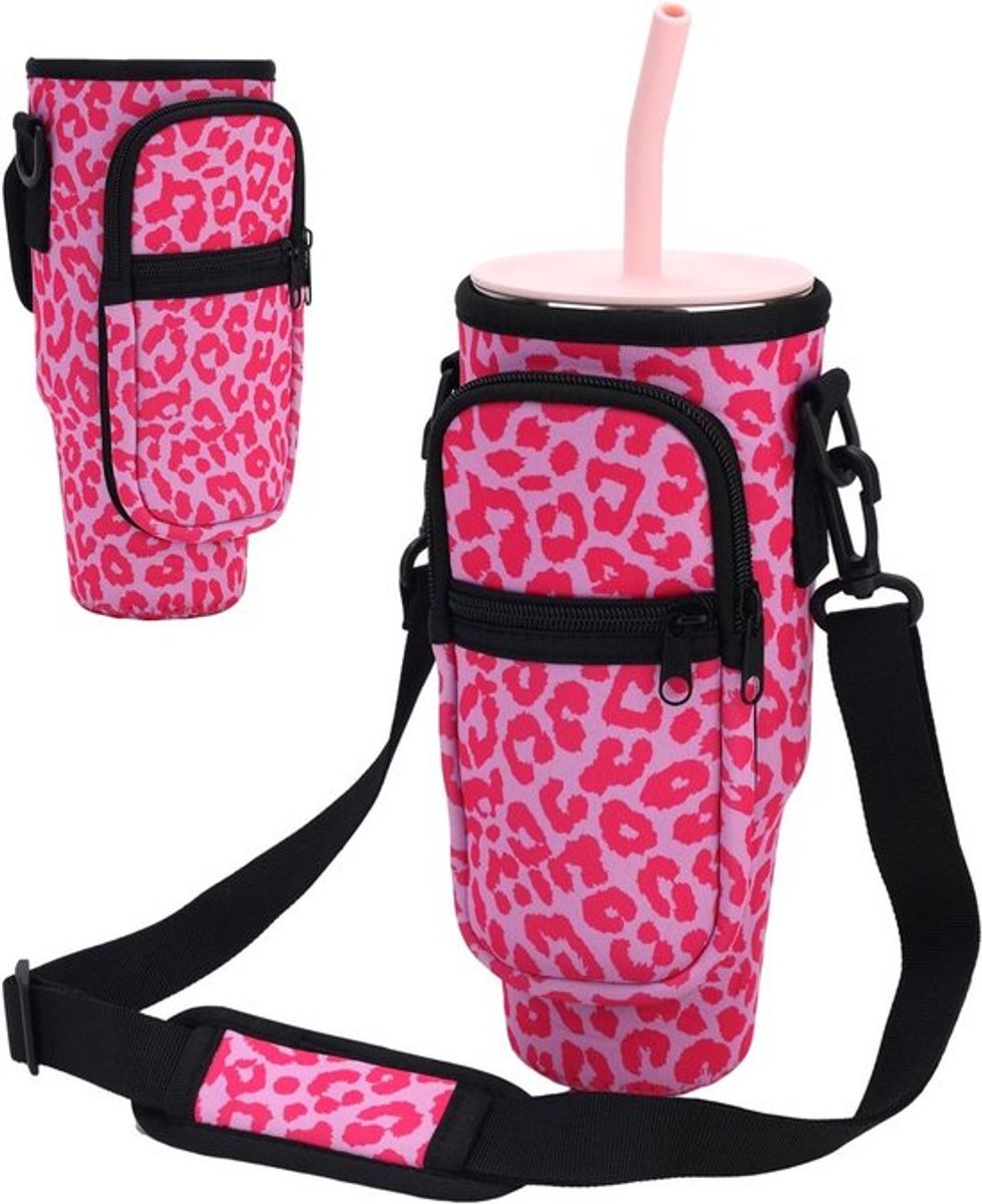 Draagbare Waterfles Tas met Verstelbare Schouderriem en Telefoonvak voor 40/30oz Drinkbekers, Ideaal voor Outdoor Activiteiten en Sport