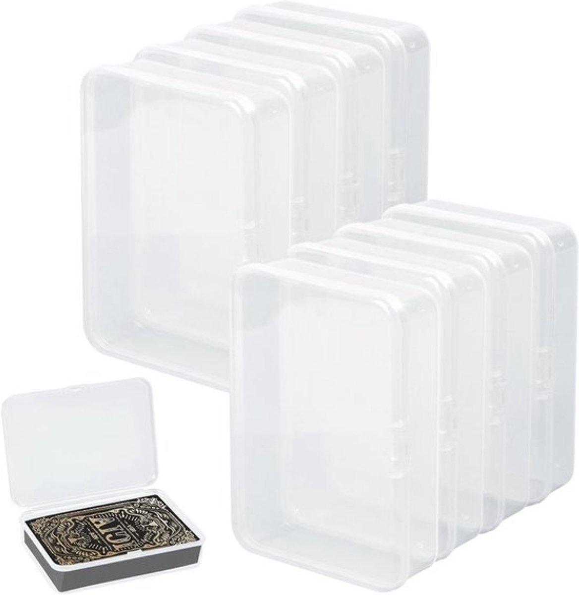 Set van 8 Lege Plastic Kaartenhouders met Deksel - Ideaal voor Speelkaarten, Verzamelen en Opslag van Handelskaarten - Compacte Opbergdozen 105x76x25mm