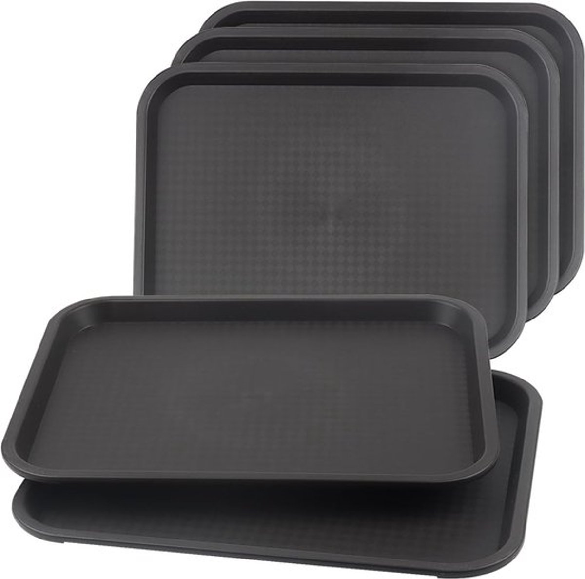 5-delige set plastic fastfood-dienbladen - 35 x 27 cm, rechthoekige plastic dienbladen voor restaurant, cafetaria en snacks