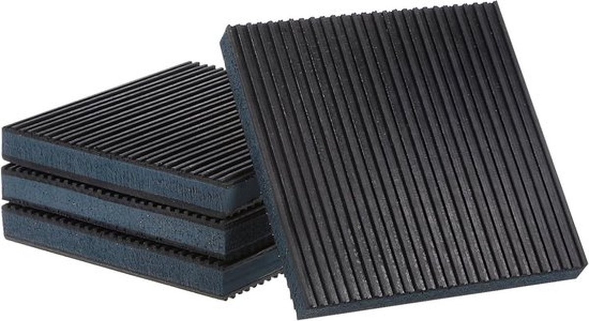 Set van 4 EVA Foam anti-vibratie pads voor HVAC-systemen en wasmachines - 6"x6" x 0.9", antislip en geluidsisolatie, zwart en blauw