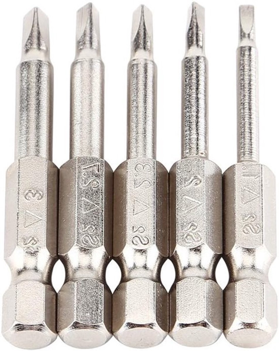 Set van 5 Magnetische Schroevendraaier Bits van 50mm - Ideaal voor Houtbewerking, Precisiewerk en Klussen