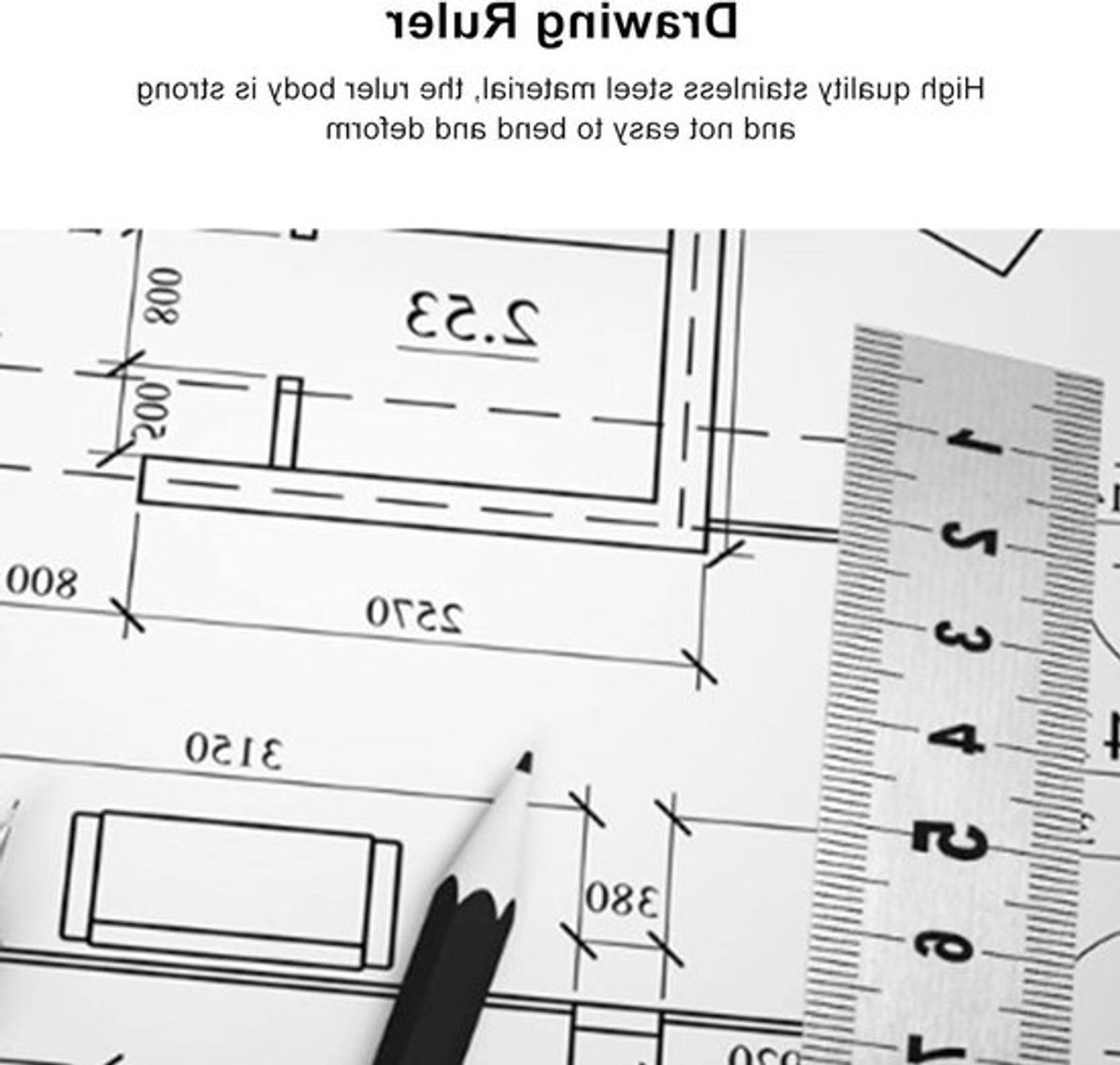 Stalen Liniaal van 30 cm voor Kantoor en Bouw, Meten in Centimeters en Inches, Ideaal voor Tekeningen en Ontwerpen