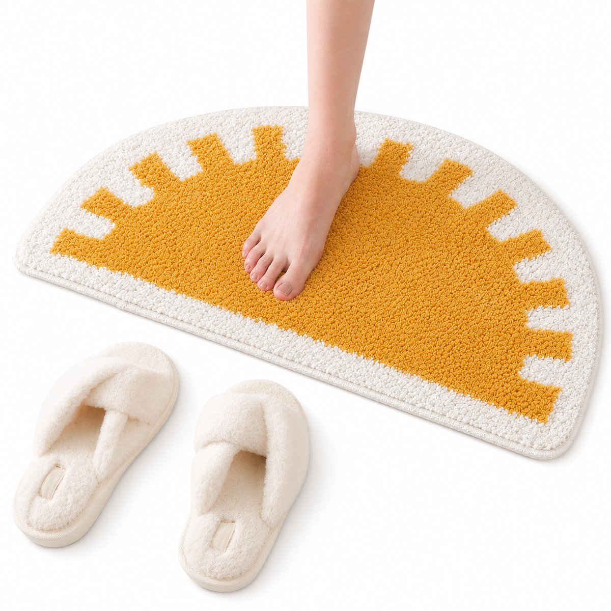 Halfmaan Badmat 50x80 cm - Extreem Absorberend en Sneldrogend - Zachte Microvezel Badkamer Mat met Anti-slip - Machinewasbaar