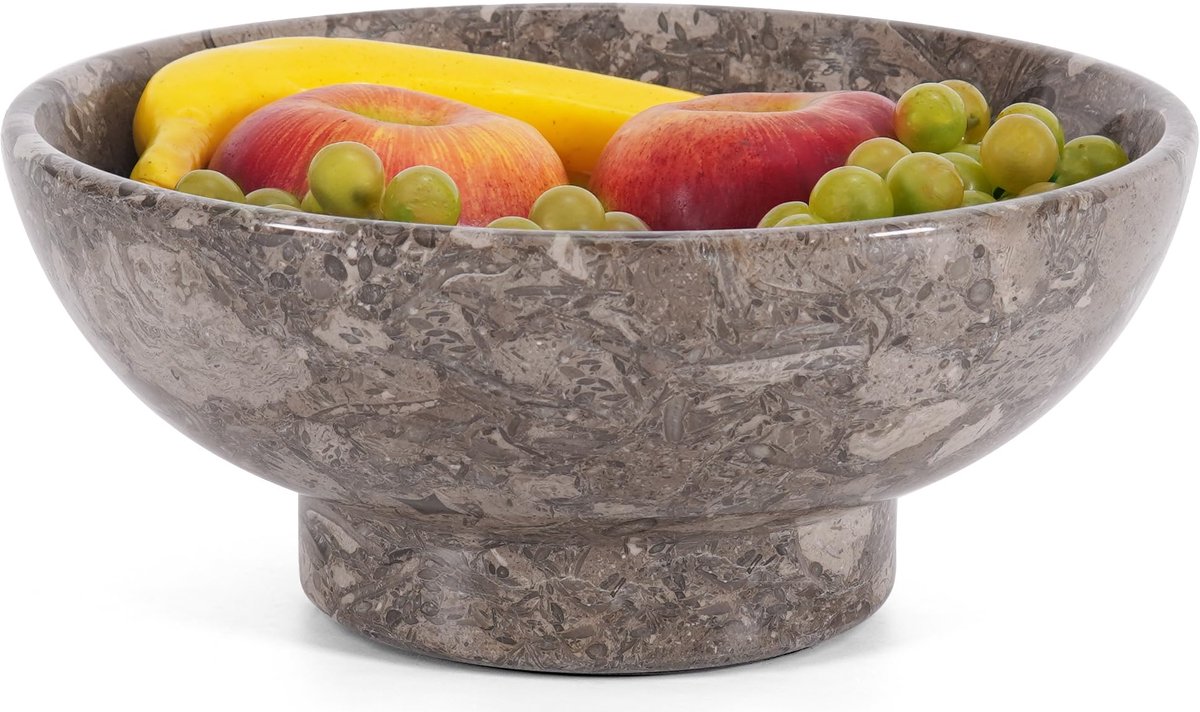 Famanu – Marmeren fruitschaal van 25,5 cm, handgemaakt en decoratief voor keuken en eetkamer